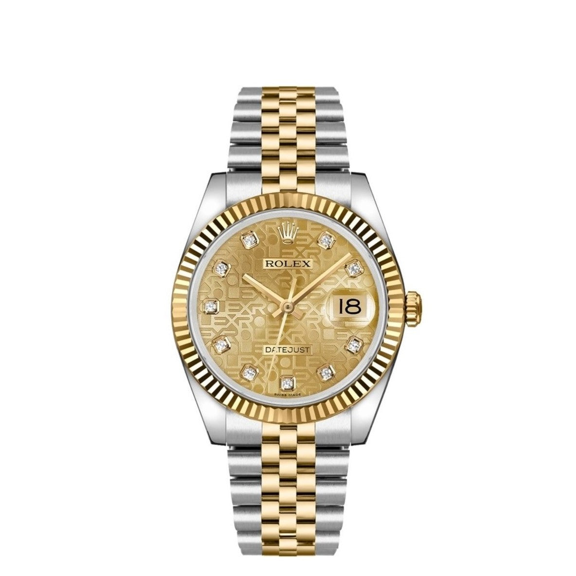 Rolex Datejust Mm Tone K Yellow Gold Stainless Steel Champagne