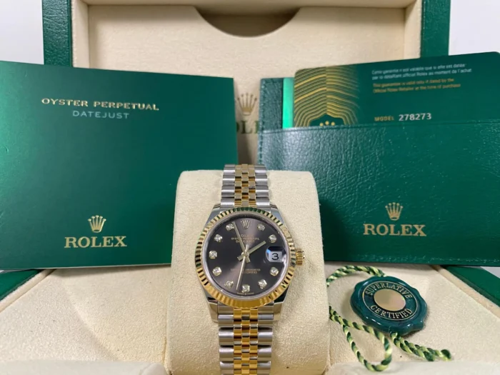 Rolex Datejust 31 mm Dark Grey Diamond Set Dial Fluted Bezel Rolex Datejust 31 mm Dark Grey Diamond Set Dial Fluted Bezel