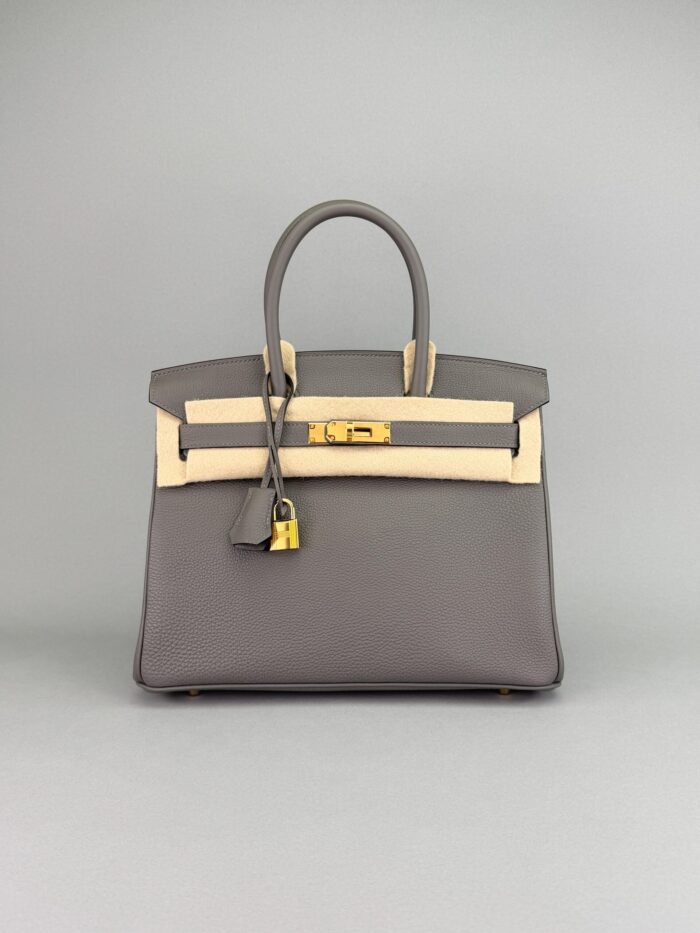 Hermes Birkin 30 Retourne Togo Gris Meyer Gold Hardware B Stamp - Image 8
