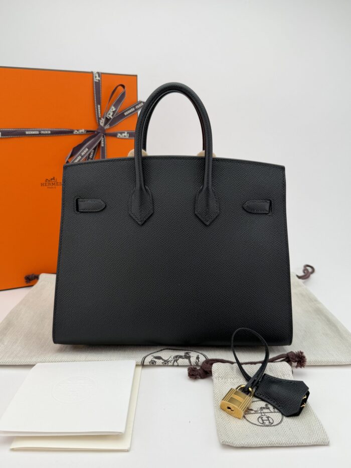 HERMES Birkin 25 Sellier Epsom Black/Noir Gold Hardware W Stamp Unworn - Image 7