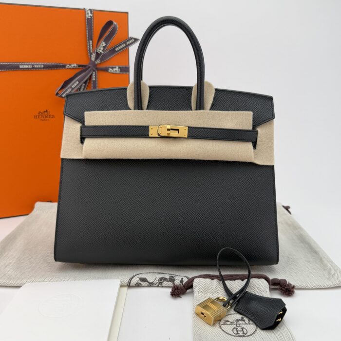 HERMES Birkin 25 Sellier Epsom Black/Noir Gold Hardware W Stamp Unworn - Image 1