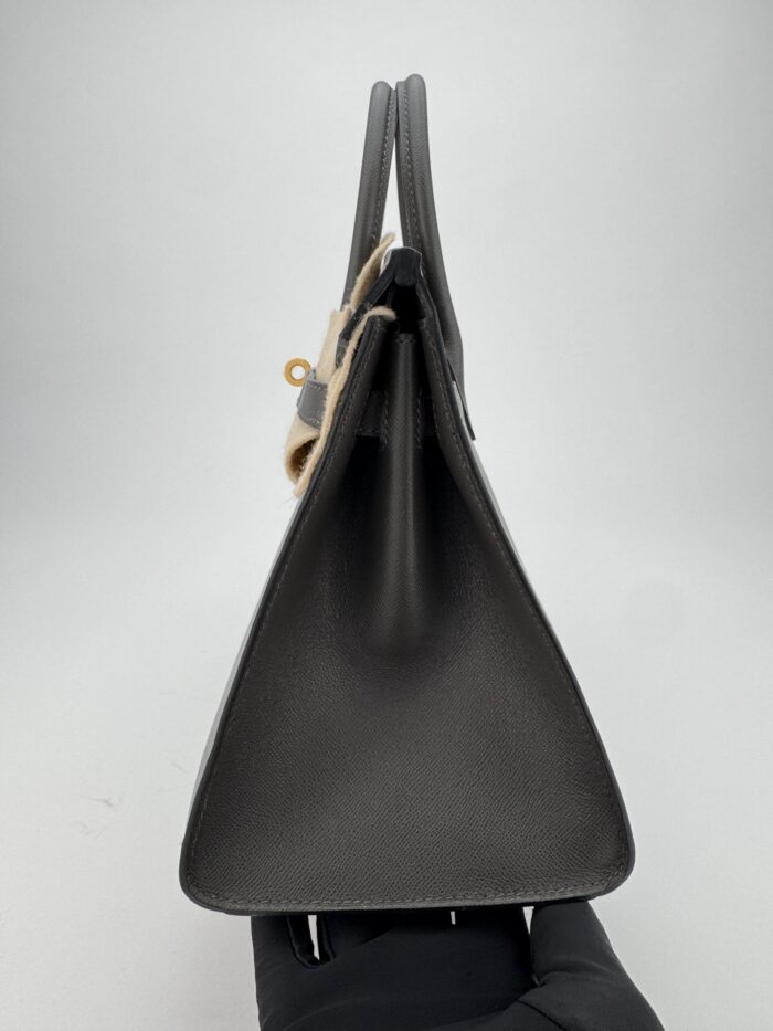 HERMES Birkin 25 Sellier Madame Gris Graphite Gold Hardware W Stamp Unworn - Image 4