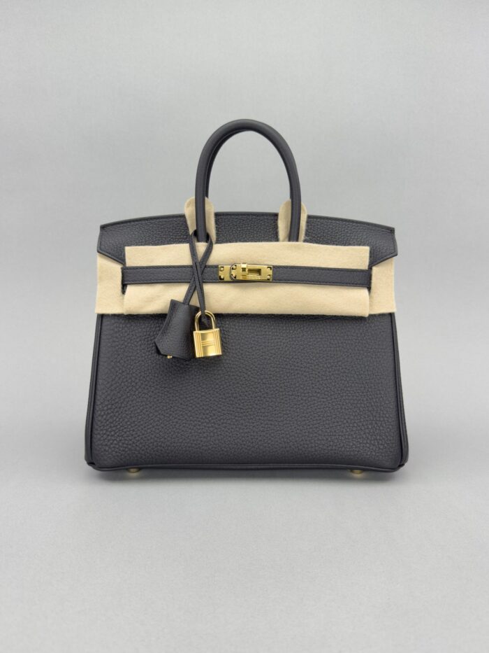 Hermes Birkin 25 Retourne Togo Black/Noir Gold Hardware G Stamp Unworn - Image 4