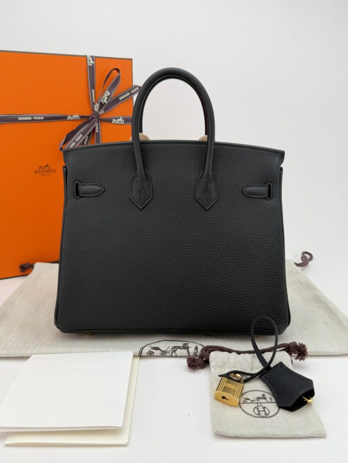Hermes Birkin 25 Retourne Togo Black/Noir Gold Hardware G Stamp Unworn - Image 8