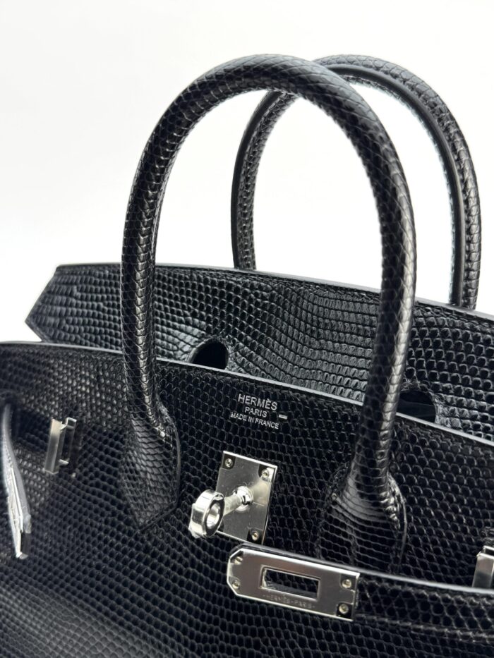 Hermes Birkin 25 Shiny Lizard Black/Noir Palladium Hardware B Stamp Unworn - Image 2