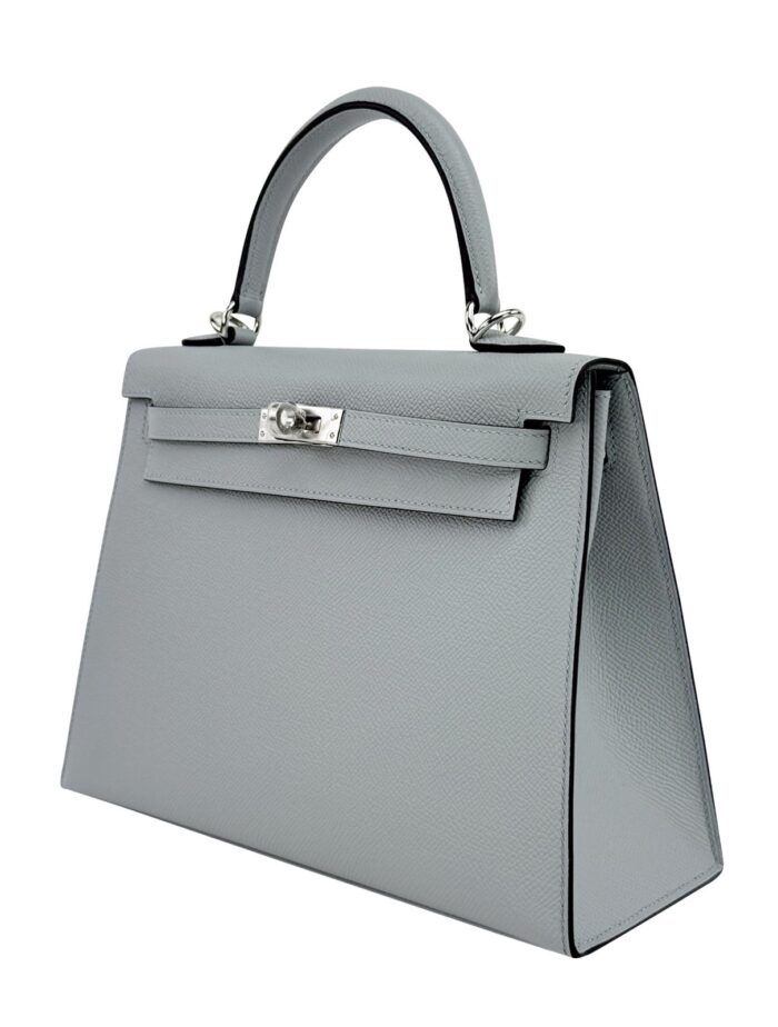 Hermes Kelly 25 Sellier Epsom Blue Glacier Palladium Hardware K Stamp Unworn - Image 2