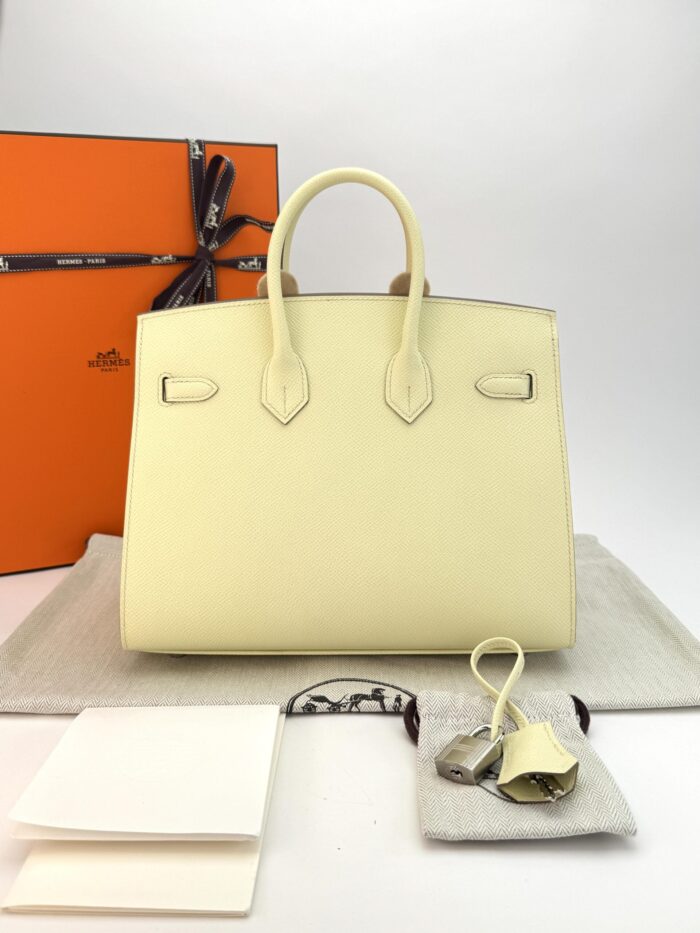 HERMES Birkin 25 Sellier Epsom Jaune Milton Palladium Hardware K Stamp Unworn - Image 7
