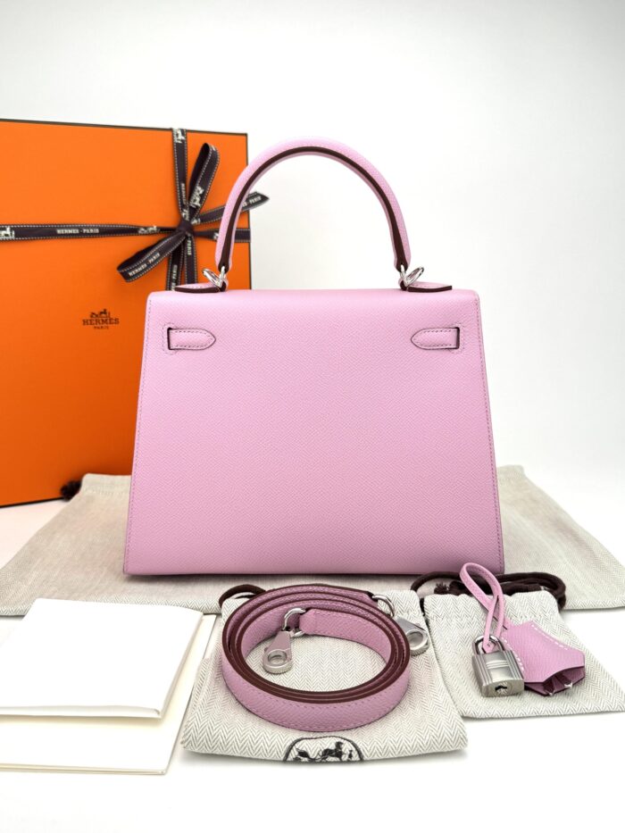 Hermes Kelly 25 Sellier Epsom Mauve Sylvestre Palladium Hardware K Stamp Unworn - Image 8