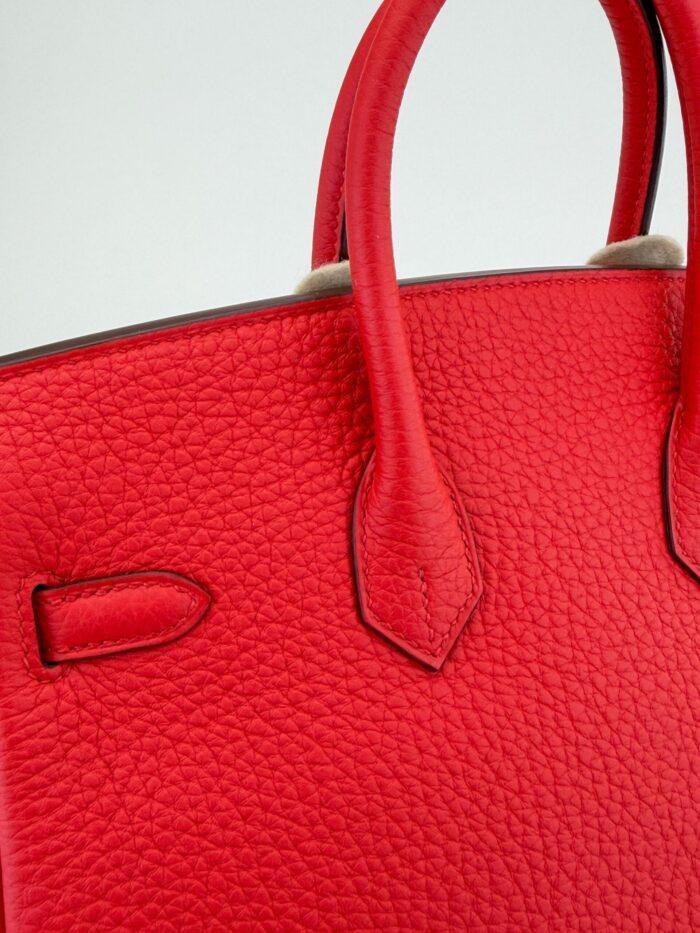 Hermes Birkin 25 Retourne Togo Rouge De Coeur Palladium Hardware K Stamp Unworn - Image 3