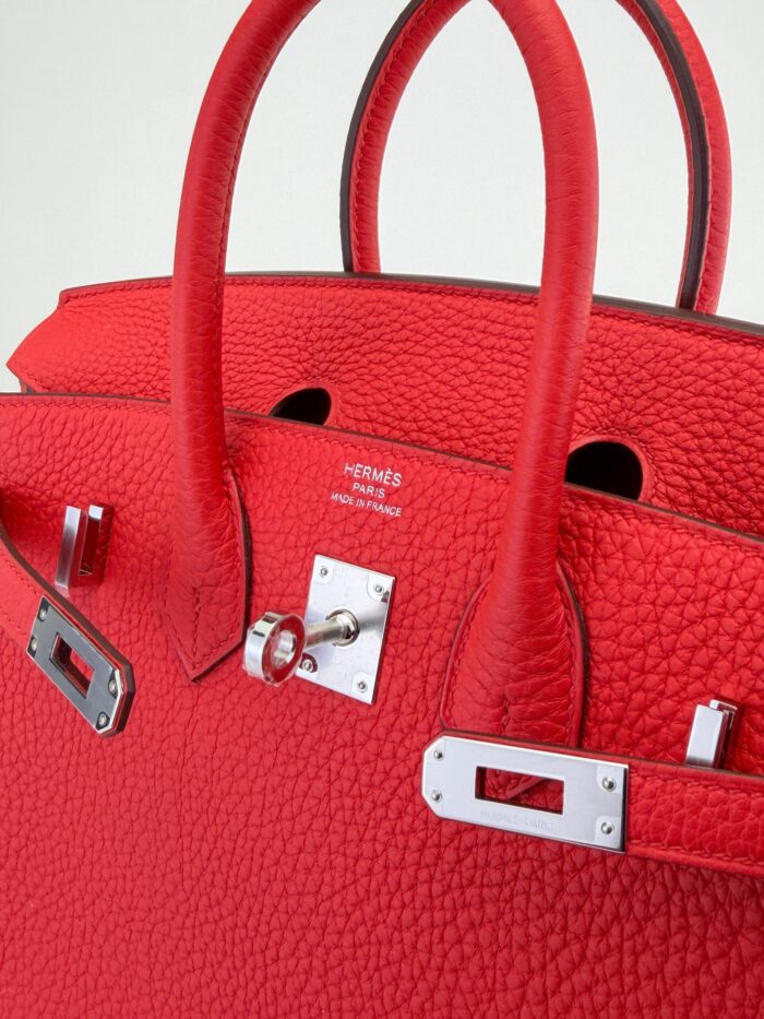Hermes Birkin 25 Retourne Togo Rouge De Coeur Palladium Hardware K Stamp Unworn - Image 2