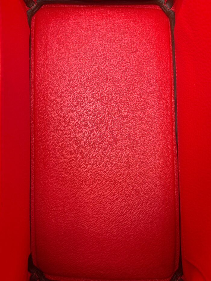 Hermes Birkin 25 Retourne Togo Rouge De Coeur Palladium Hardware K Stamp Unworn - Image 9