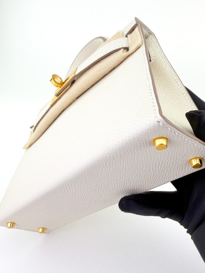 Hermes Mini Kelly 20 Epsom Craie Gold Hardware G Stamp Unworn - Image 5