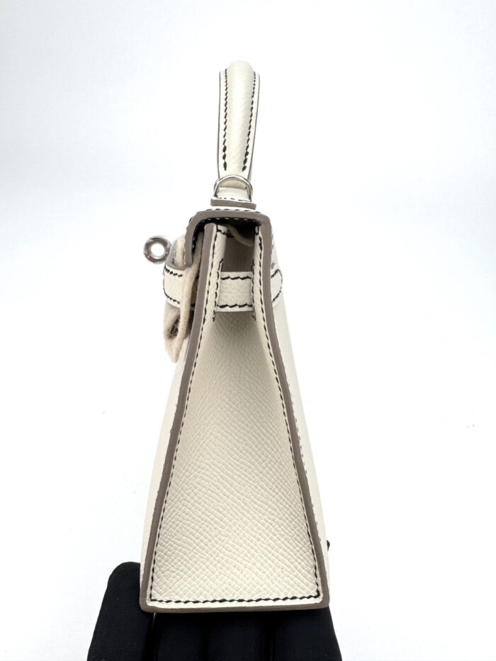 Hermes Mini Kelly 20 Epsom HSS Craie inside Black Palladium Hardware W Stamp Unworn - Image 5