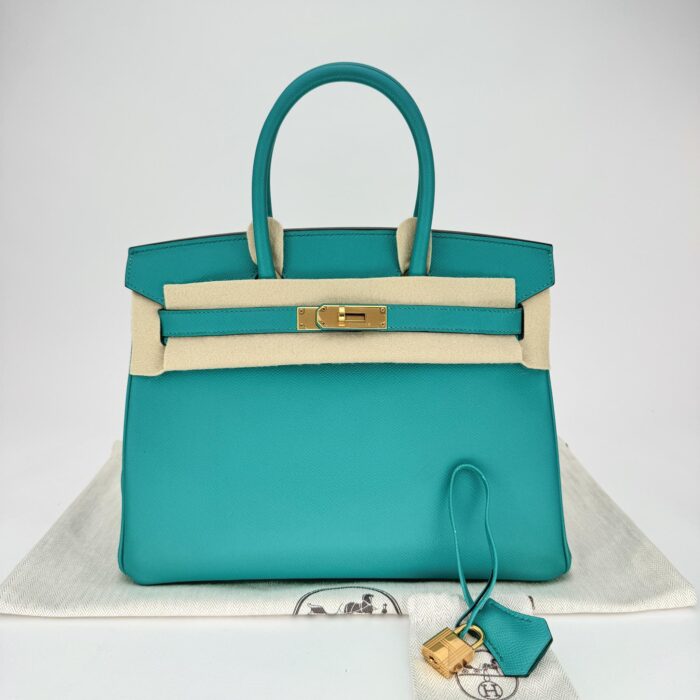 Hermes Birkin 30 Epsom Blue Paon Gold Hardware Preowned - Image 1