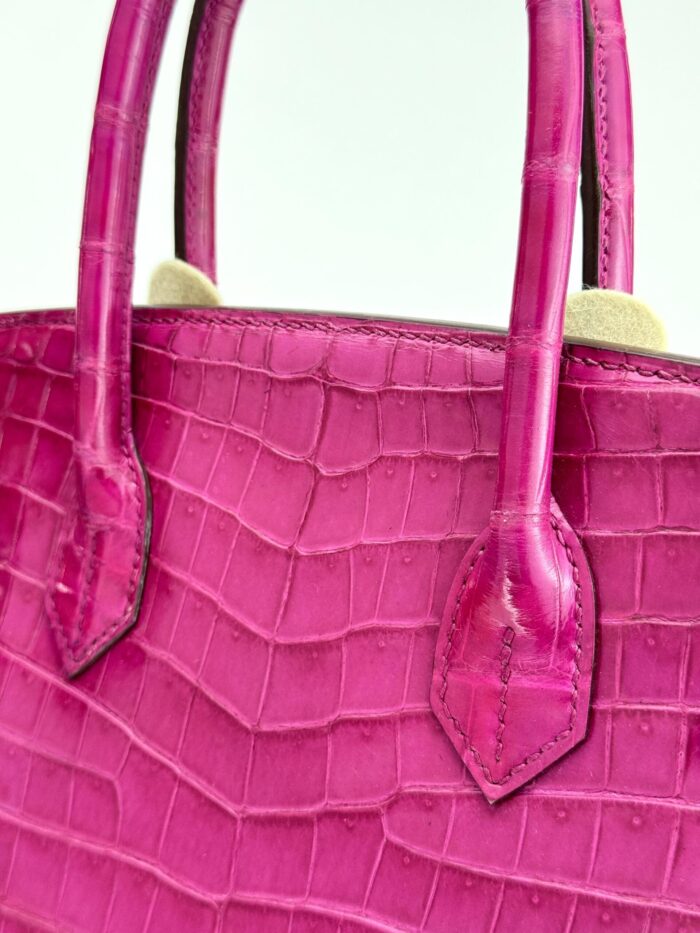 Hermes Birkin 30 Shiny Crocodile Rose Scheherazade Palladium Hardware Preowned - Image 3