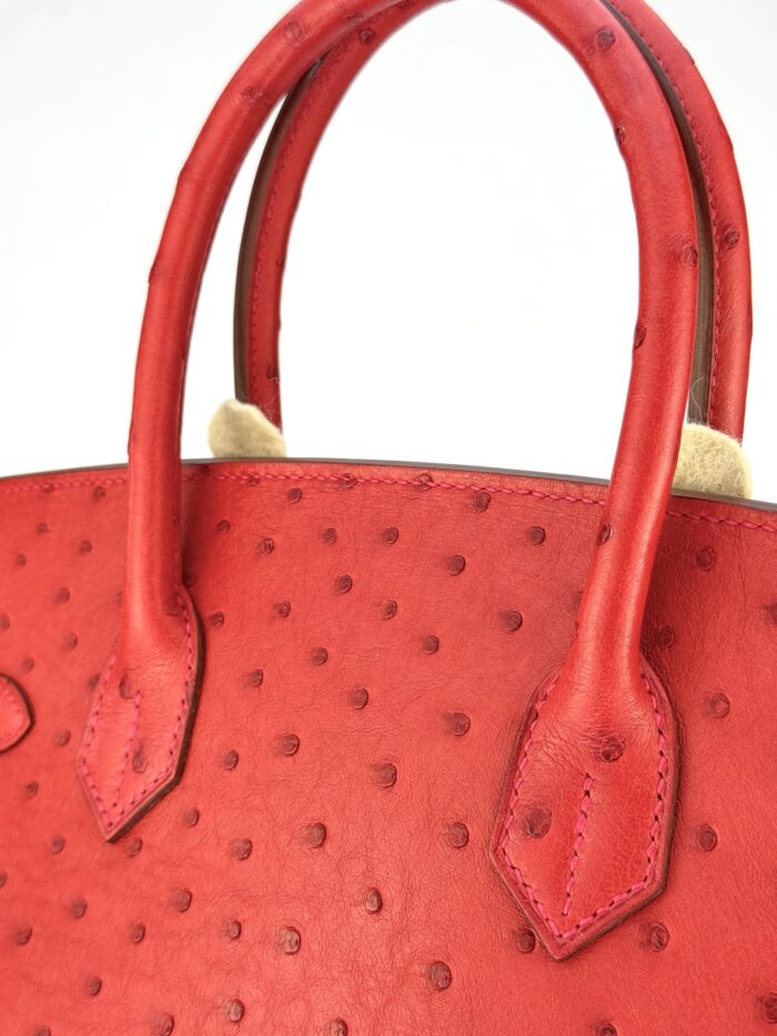 Hermes Birkin 30 Ostrich Rouge Vif Gold Hardware Unworn - Image 5