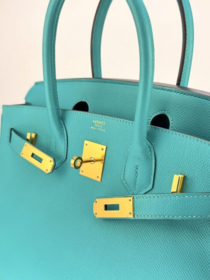 Hermes Birkin 30 Epsom Blue Paon Gold Hardware Preowned - Image 3