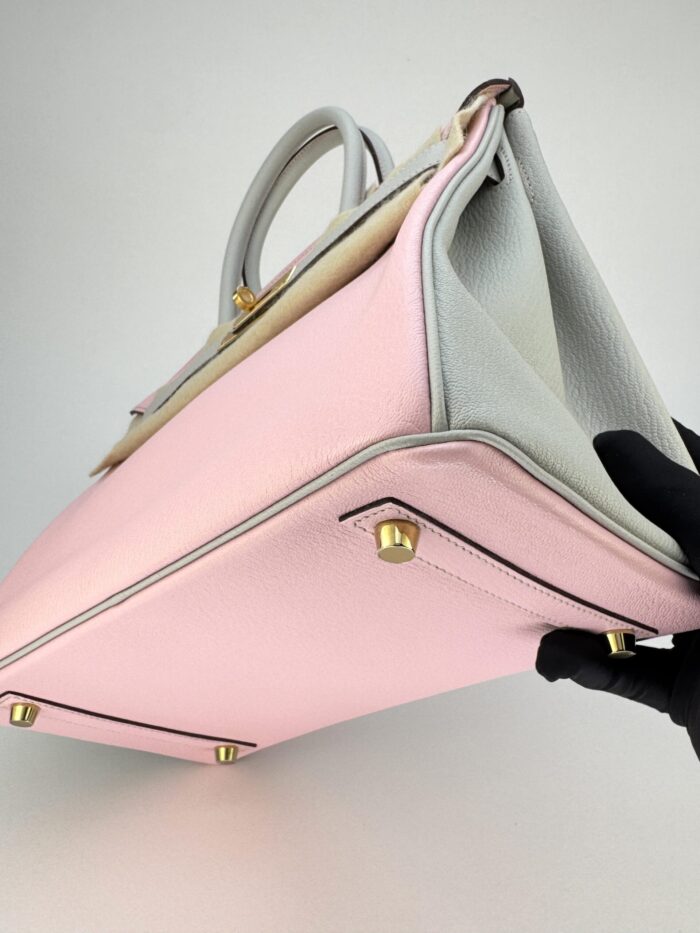 Hermes Birkin 30 Chevre HSS Rose Sakura Pink/ Gris Perle Gold Hardware X Stamp - Image 7
