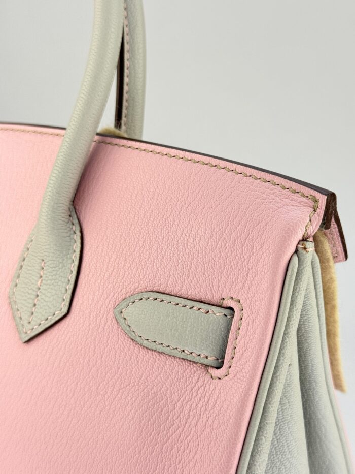 Hermes Birkin 30 Chevre HSS Rose Sakura Pink/ Gris Perle Gold Hardware X Stamp - Image 9