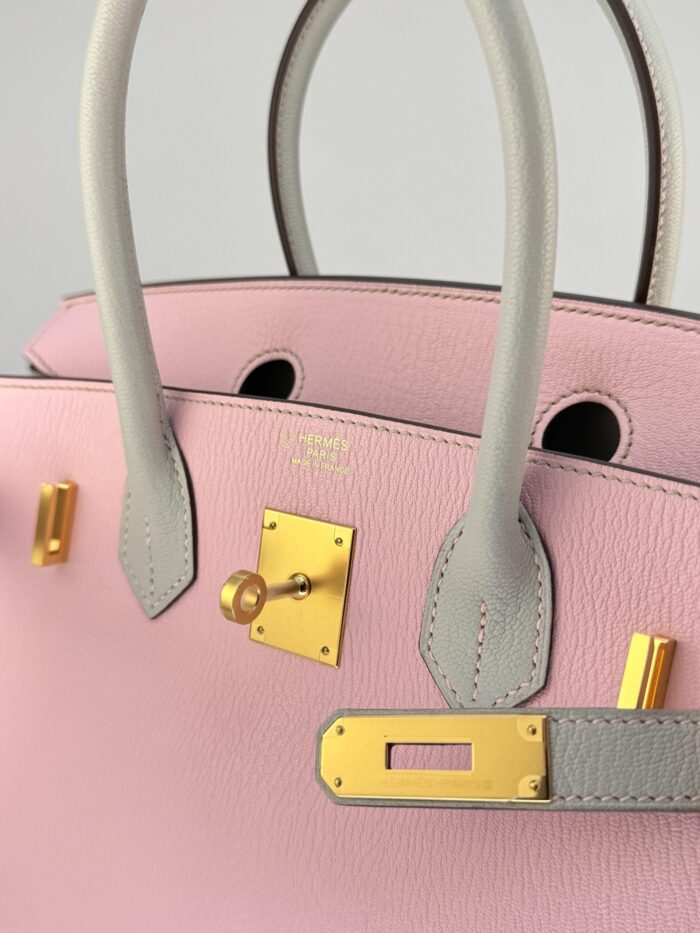 Hermes Birkin 30 Chevre HSS Rose Sakura Pink/ Gris Perle Gold Hardware X Stamp - Image 2