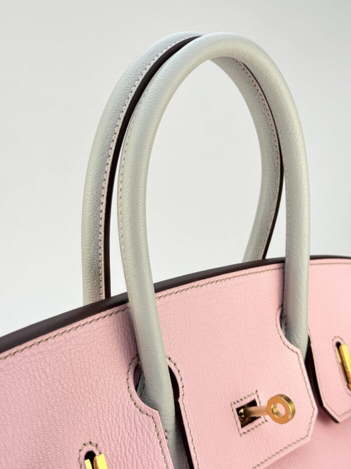 Hermes Birkin 30 Chevre HSS Rose Sakura Pink/ Gris Perle Gold Hardware X Stamp - Image 6