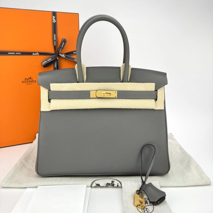 Hermes Birkin 30 Retourne Togo Gris Meyer Gold Hardware B Stamp - Image 1