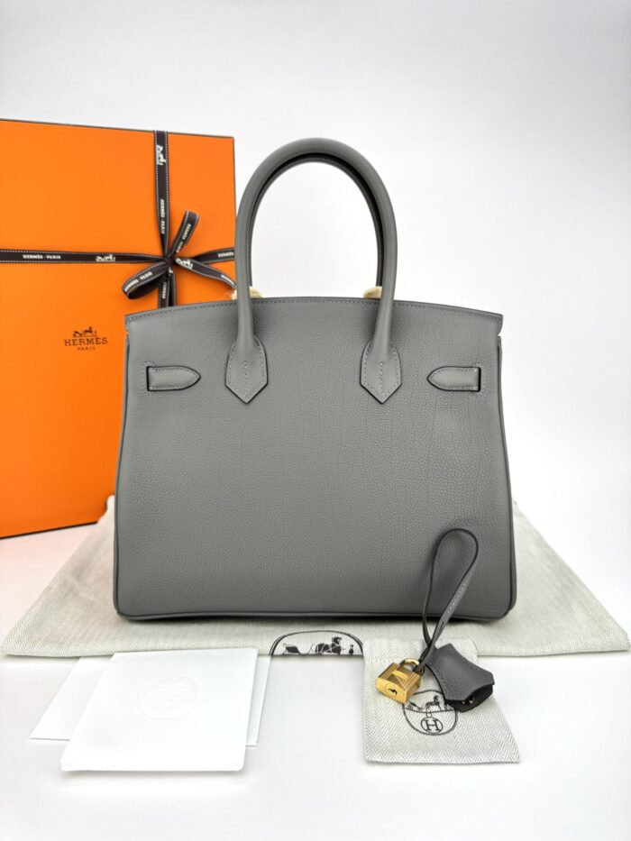 Hermes Birkin 30 Retourne Togo Gris Meyer Gold Hardware B Stamp - Image 10