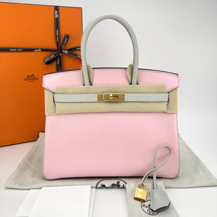 Hermes Birkin 30 Chevre HSS Rose Sakura Pink/ Gris Perle Gold Hardware X Stamp - Image 1