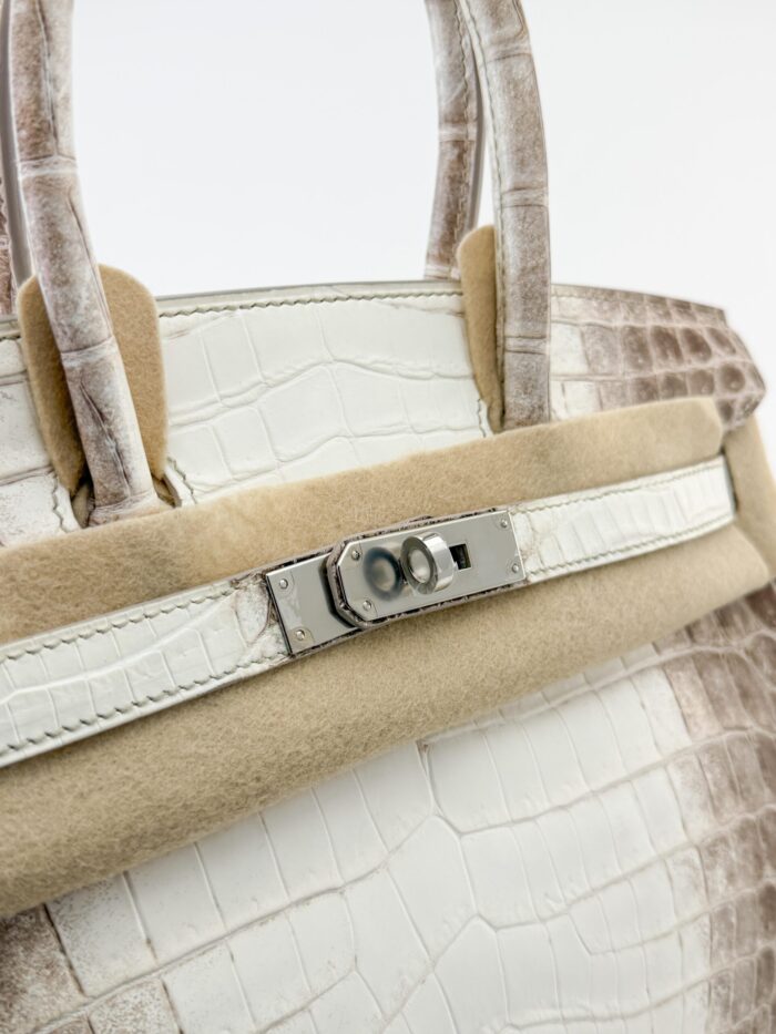 Hermès Birkin 30 Matte Crocodile Himalaya Palladium Hardware Preowned X Stamp - Image 7