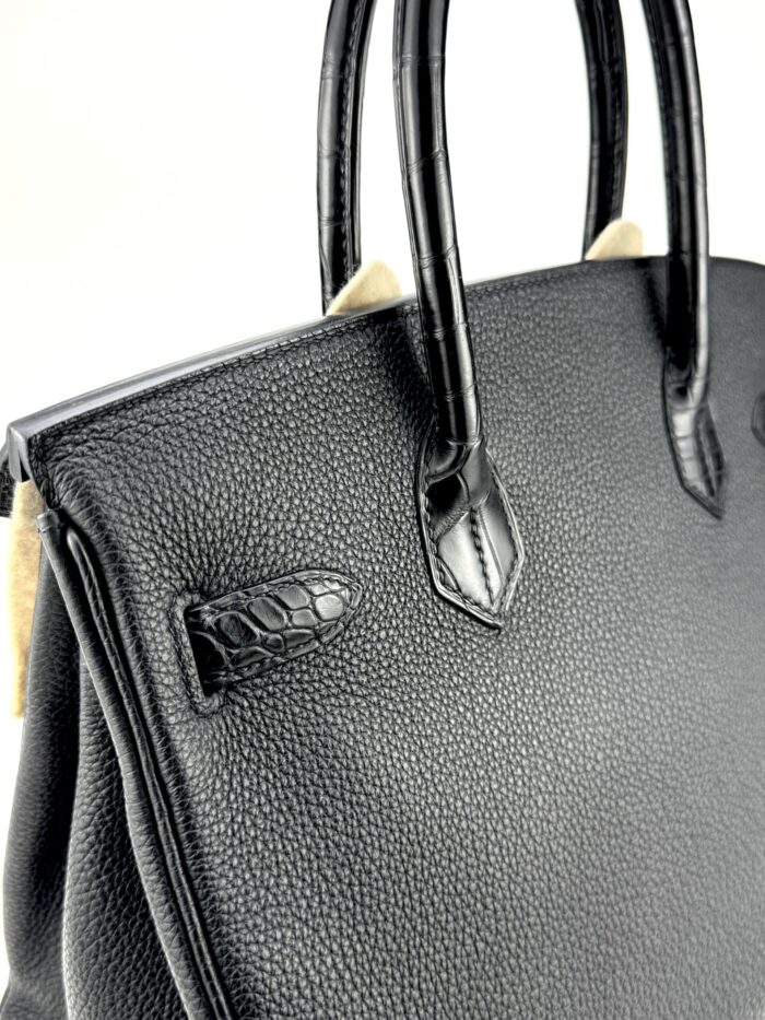 Hermes Birkin 30 Touch Matte Alligator Togo Black Gold Hardware Pre-owned - Image 3