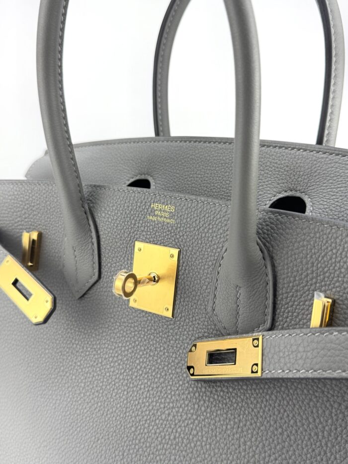 Hermes Birkin 30 Retourne Togo Gris Meyer Gold Hardware B Stamp - Image 2
