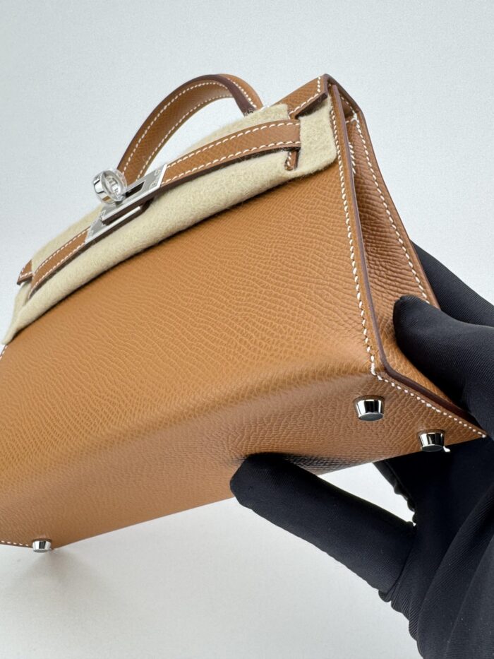 HERMES Mini Kelly 20 Sellier Epsom Gold Palladium Hardware K Stamp Unworn - Image 5