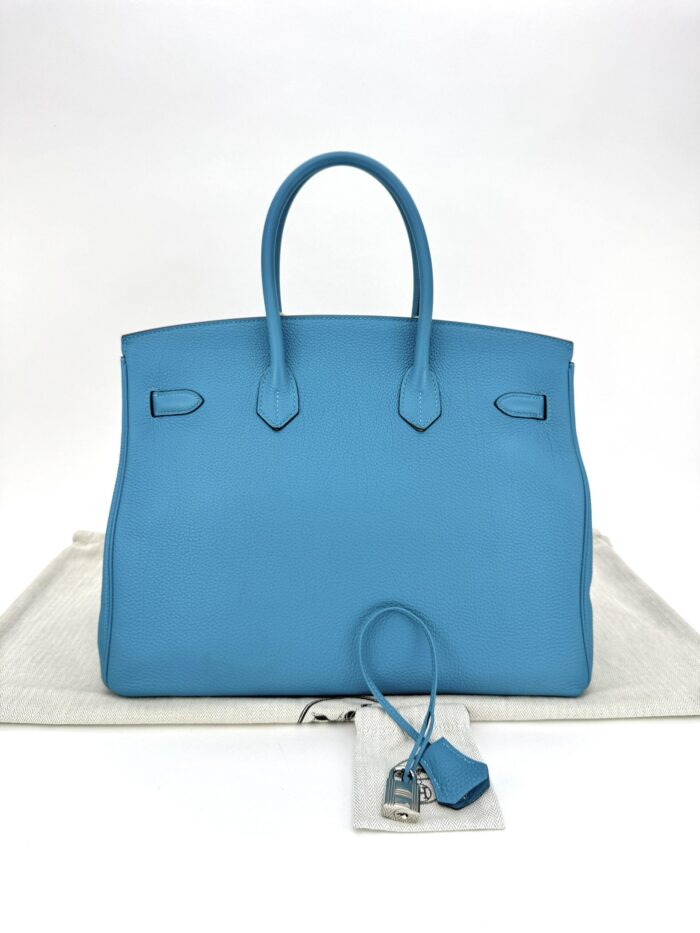 Hermes Birkin 35 Retourne Togo Blue Jean Palladium Hardware Preowned - Image 8