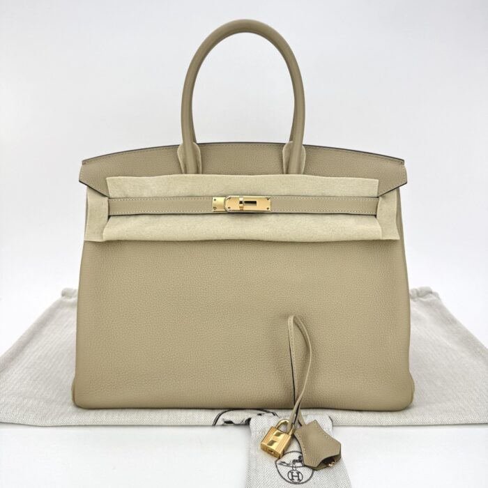 Hermes Birkin 35 Retourne Togo Trench Gold Hardware Preowned - Image 1