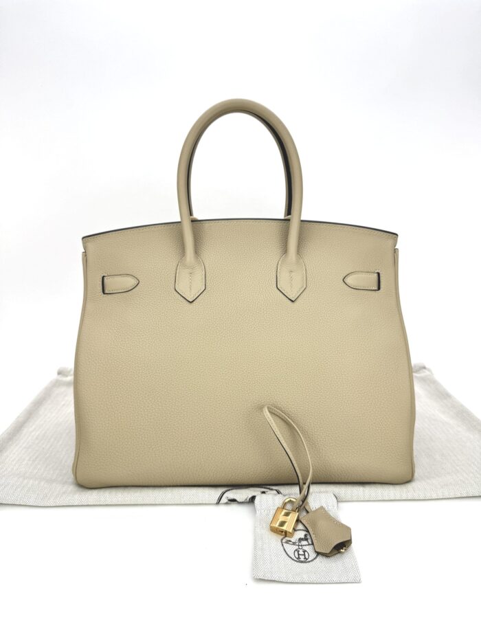 Hermes Birkin 35 Retourne Togo Trench Gold Hardware Preowned - Image 9