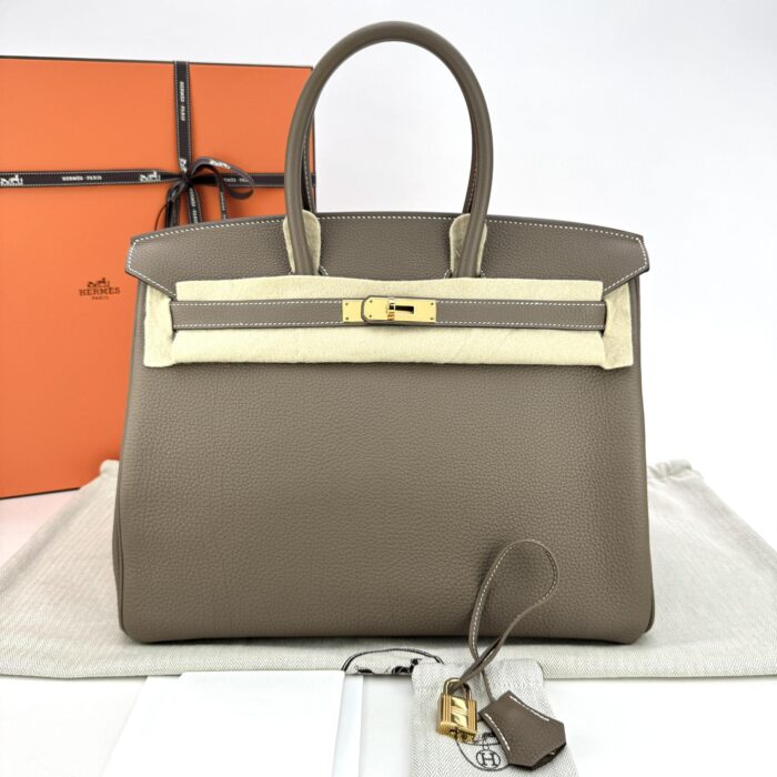 Hermes Birkin 35 Retourne Togo Etoupe Gold Hardware Preowned - Image 1