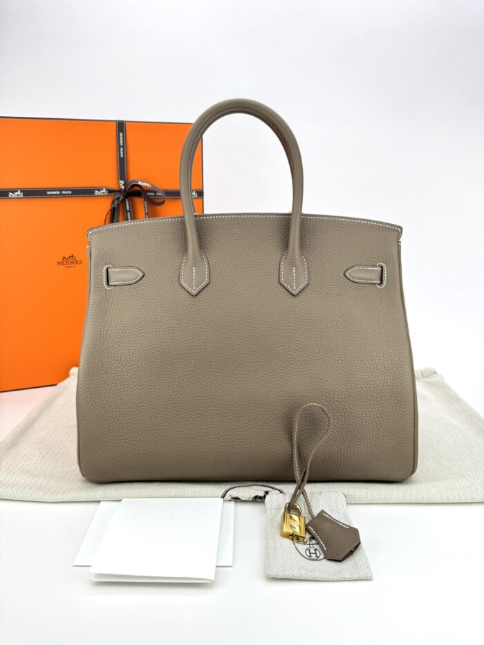 Hermes Birkin 35 Retourne Togo Etoupe Gold Hardware Preowned - Image 9