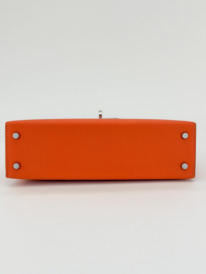 Hermes Mini Kelly 20 Sellier Epsom Feu Orange Palladium Hardware G Stamp Unworn - Image 8