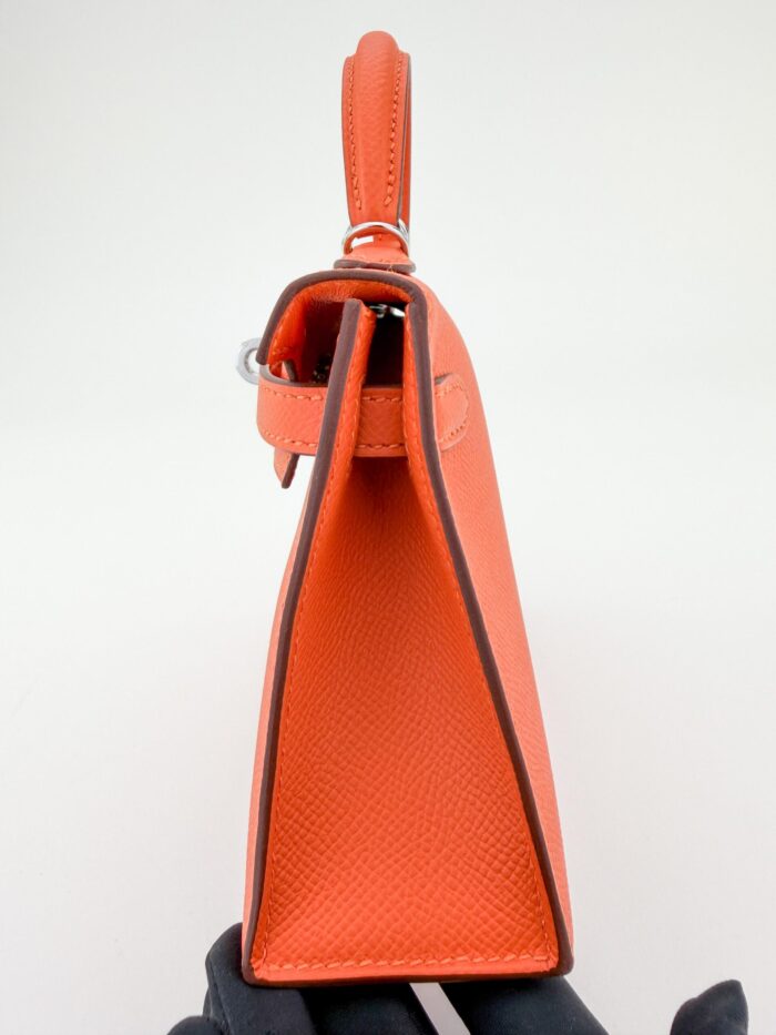 Hermes Mini Kelly 20 Sellier Epsom Feu Orange Palladium Hardware G Stamp Unworn - Image 6
