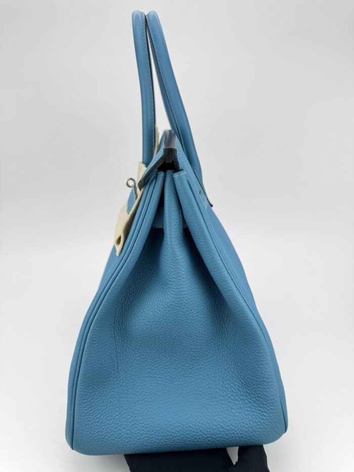 Hermes Birkin 35 Retourne Togo Blue Jean Palladium Hardware Preowned - Image 4