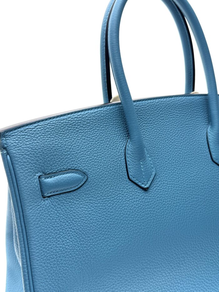 Hermes Birkin 35 Retourne Togo Blue Jean Palladium Hardware Preowned - Image 3