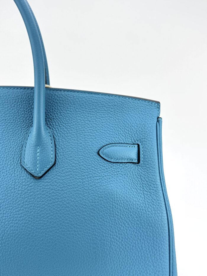Hermes Birkin 35 Retourne Togo Blue Jean Palladium Hardware Preowned - Image 5