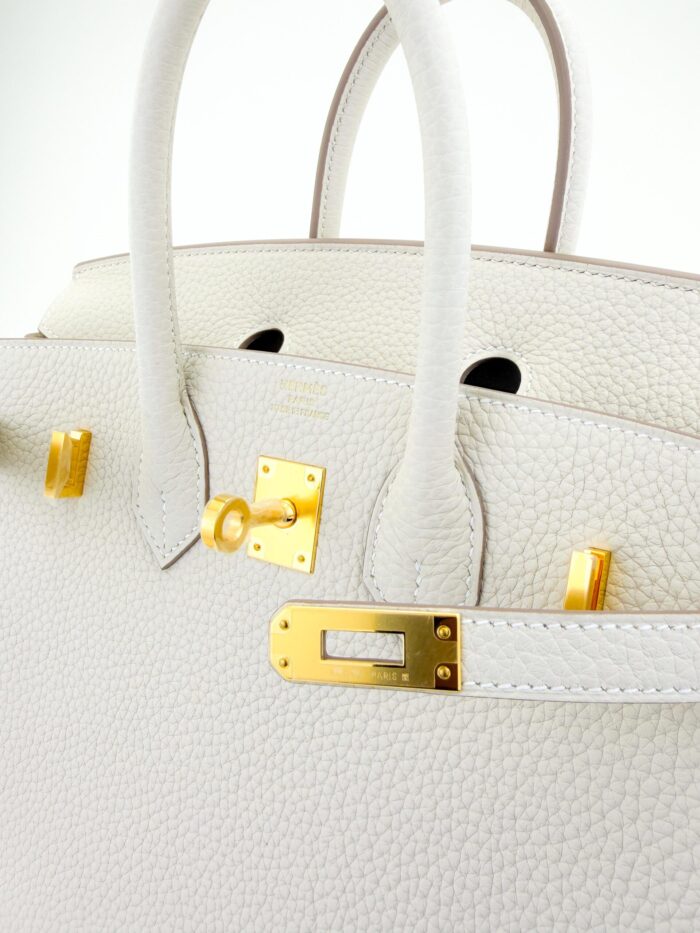 Hermes Birkin 25 Retourne Togo Craie Gold Hardware G Stamp Unworn - Image 2