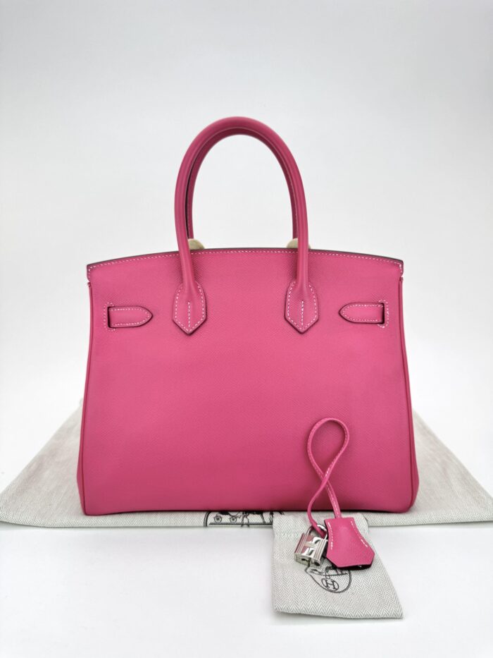 Hermes Birkin 30 Epsom Rose Tyrien Palladium Hardware Preowned - Image 9