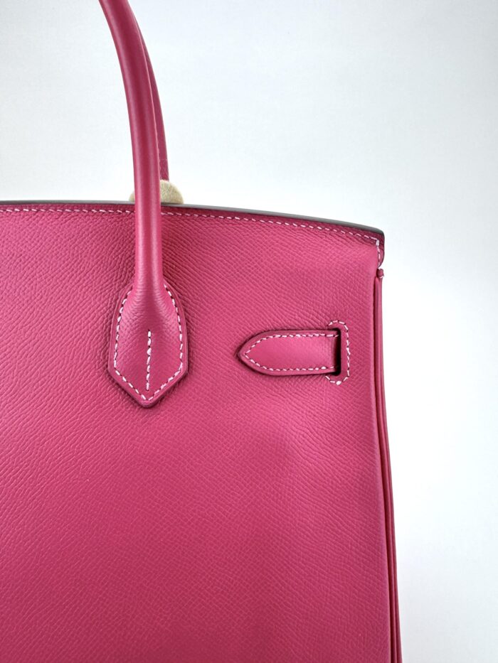 Hermes Birkin 30 Epsom Rose Tyrien Palladium Hardware Preowned - Image 6