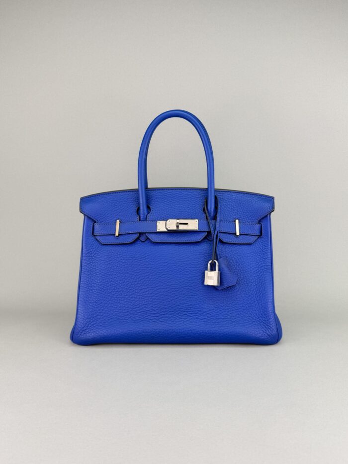 Hermes Birkin 30 Retourne Togo Blue Electric Palladium Hardware Preowned - Image 3
