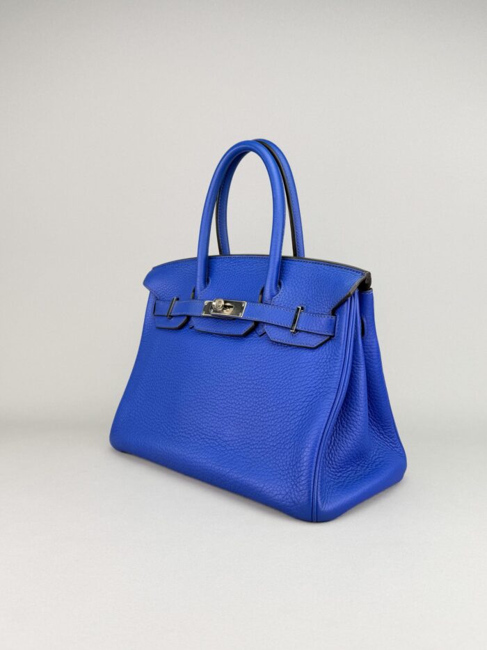 Hermes Birkin 30 Retourne Togo Blue Electric Palladium Hardware Preowned - Image 2