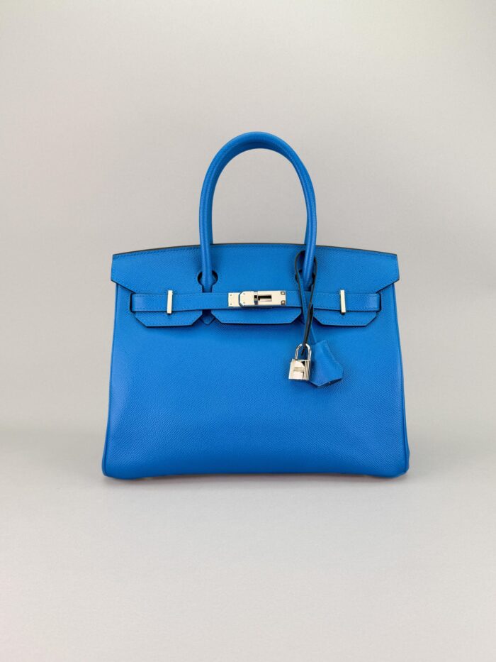 Hermes Birkin 30 Epsom Blue Zanzibar Palladium Hardware Preowned - Image 3