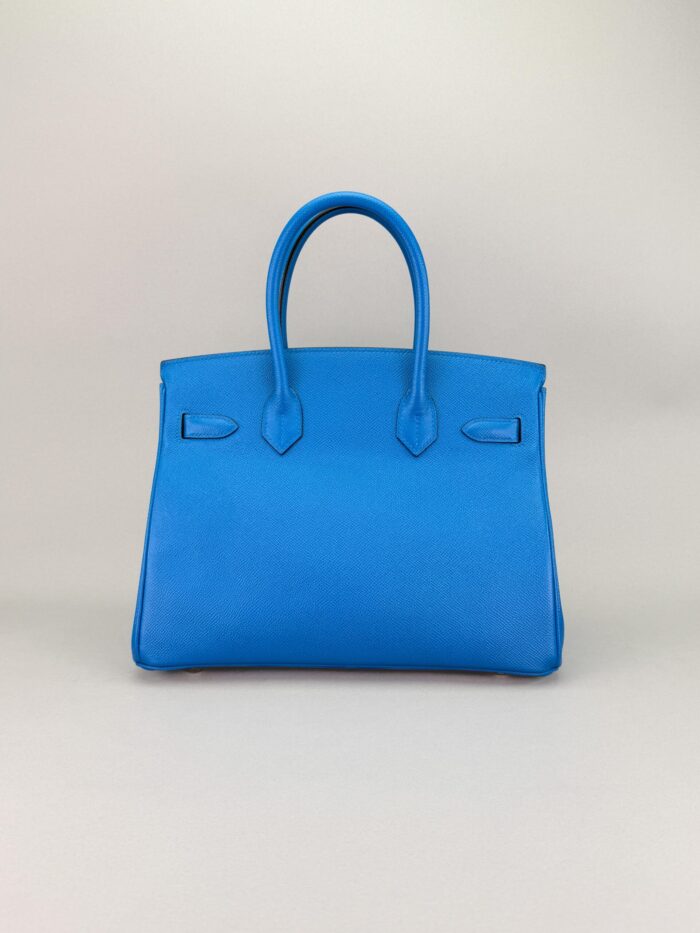 Hermes Birkin 30 Epsom Blue Zanzibar Palladium Hardware Preowned - Image 4