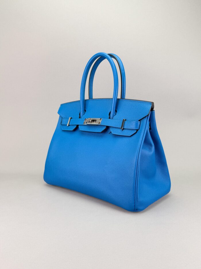 Hermes Birkin 30 Epsom Blue Zanzibar Palladium Hardware Preowned - Image 2